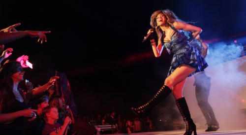 Nicole Scherzinger on stage at The Sun Siyam Iru Fushi, Maldives