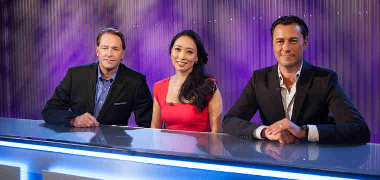 Judges Michael Ruhlman, Judy Joo and Daniel Green on Food Network's Kitchen Inferno