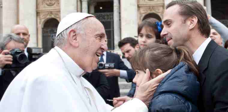 Risen Star Joseph Fiennes Meets Pope Francis in Vatican City
