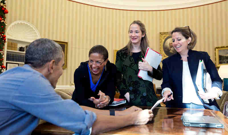 President Obama with his key national security aides, from left, National Security Advisor Susan E. Rice, Homeland Security Advisor Lisa Monaco, and Deputy National Security Avril Haines - file photo (Official White House Photo by Pete Souza)