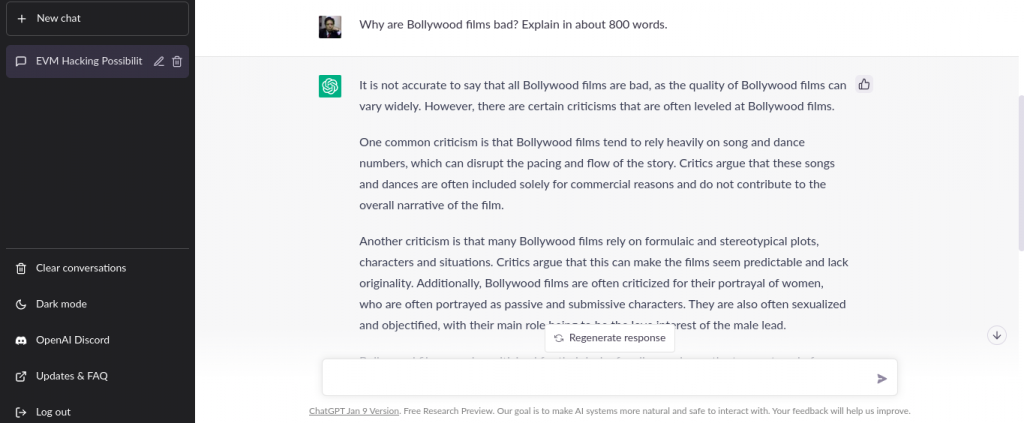 Why Are Bollywood Films Bad? Read What ChatGPT Says