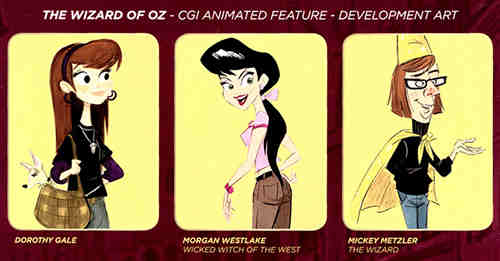 Development art depicting characters in the movie OZ3D—an animated version of the Wizard of Oz—which was never made by Gigapix Studios even after hundreds of victims were lured into investing millions of dollars in the project.