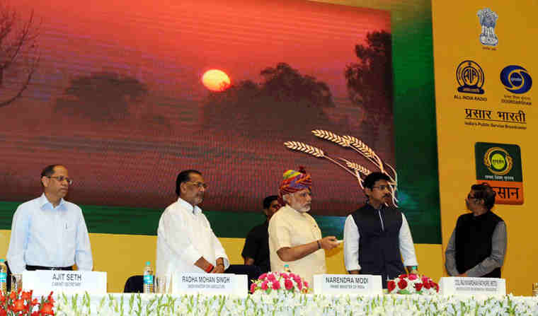 Narendra Modi launching the DD Kisan Channel, in New Delhi on May 26, 2015