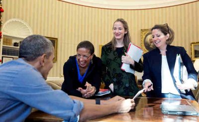 President Obama with his key national security aides, from left, National Security Advisor Susan E. Rice, Homeland Security Advisor Lisa Monaco, and Deputy National Security Avril Haines - file photo (Official White House Photo by Pete Souza)
