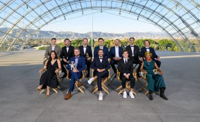 Student Academy Award winners, (Front Row Left to Right), Gabriella Canal, Sebastian Gadow, Yanis Belaid, Jared Peraglia and Olivia Peace, Back Row Left to Right), Welf Reinhart, Lachlan Pendragon, Jan Gadermann, Nils Keller, Michael Fearon, Eliott Benard and Nicolas Mayeur prior to the 49th Annual Student Academy Awards® on Thursday, October 20, in Los Angeles. Photo: Academy of Motion Picture Arts and Sciences