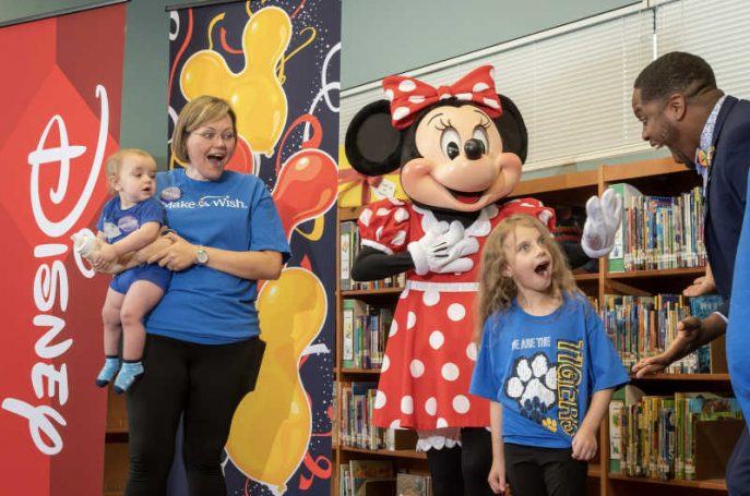 During World Princess Week in August, Walt Disney World Resort in Lake Buena Vista, Fla., is hosting “Once Upon A Wish Party” – an event dreamed up just for wish families. Earlier this week, Disney and Make-A-Wish revealed the very first wish come true as part of this special event to 7-year-old Scarlett at Ventura Elementary School in front of her classmates and teachers. Photo: Disney