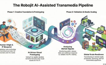 The AI-assisted transmedia production pipeline used to develop Robojit and the Sand Planet from a human-written novel into a scalable global intellectual property.
