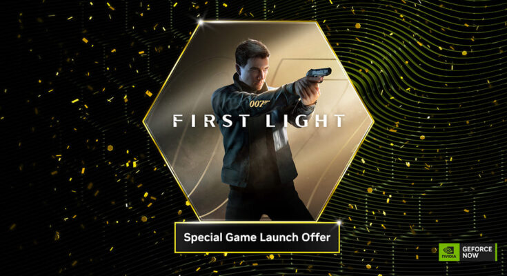 Promotional poster for 007 First Light video game featuring a young James Bond.