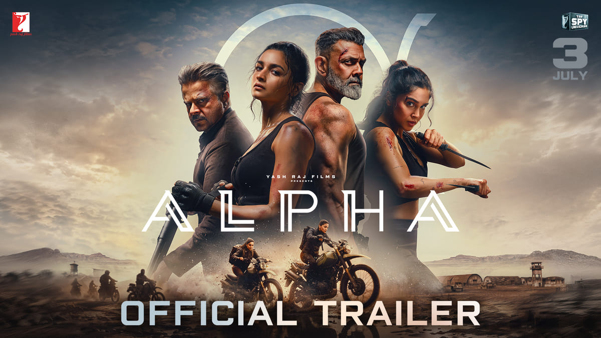 Alia Bhatt and Sharvari in YRF Alpha trailer announcement poster.