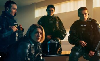 Four lead actors from the BBC police drama Blue Lights in uniform for Series 4.