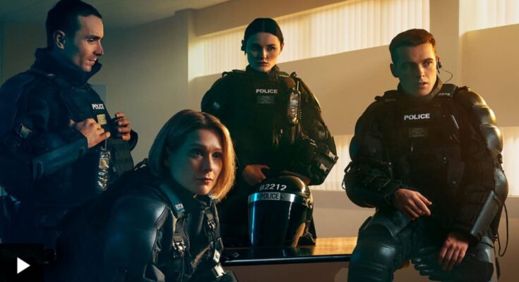 Four lead actors from the BBC police drama Blue Lights in uniform for Series 4.