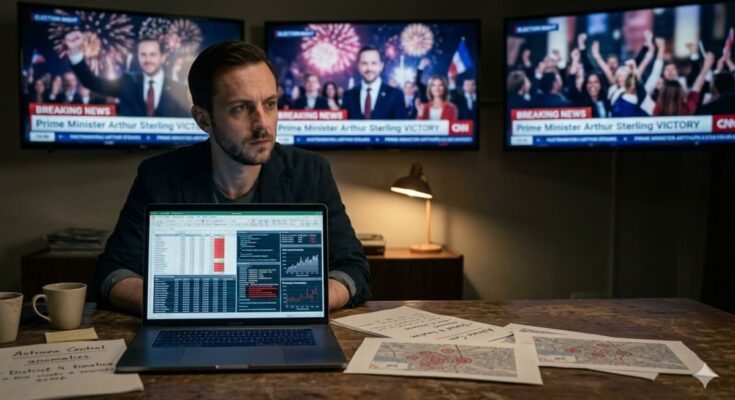 Elias Thorne studies election anomalies inside a safe house in THE SMOKESCREEN political thriller.