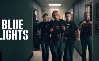 Official promotional poster for Blue Lights series 4 featuring Belfast response officers looking determined in uniform.
