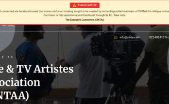 Screenshot of the CINTAA official website public notice dated September 10, 2026, declaring the union fully operational and warning against disgruntled members.